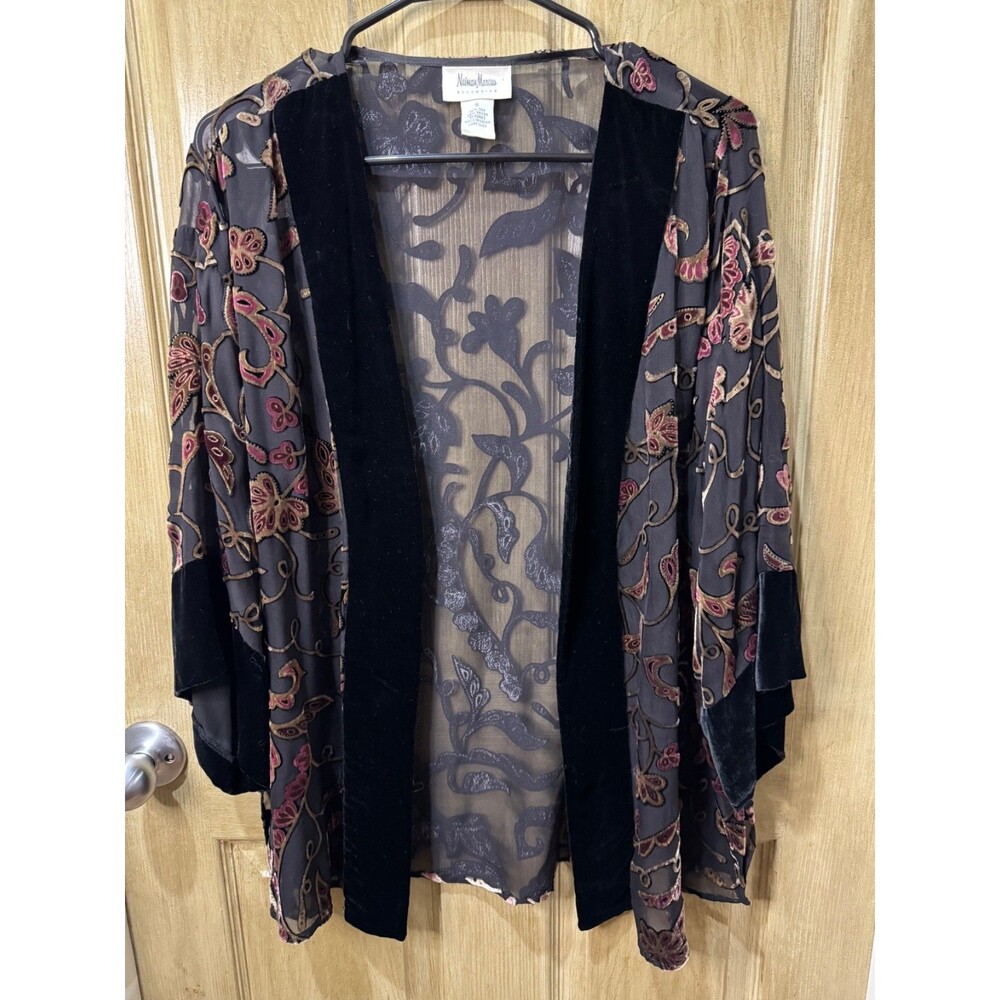 Neiman Marcus Exclusive Womens S Silk Velvet Burnout Floral Kimono Jacket Boho